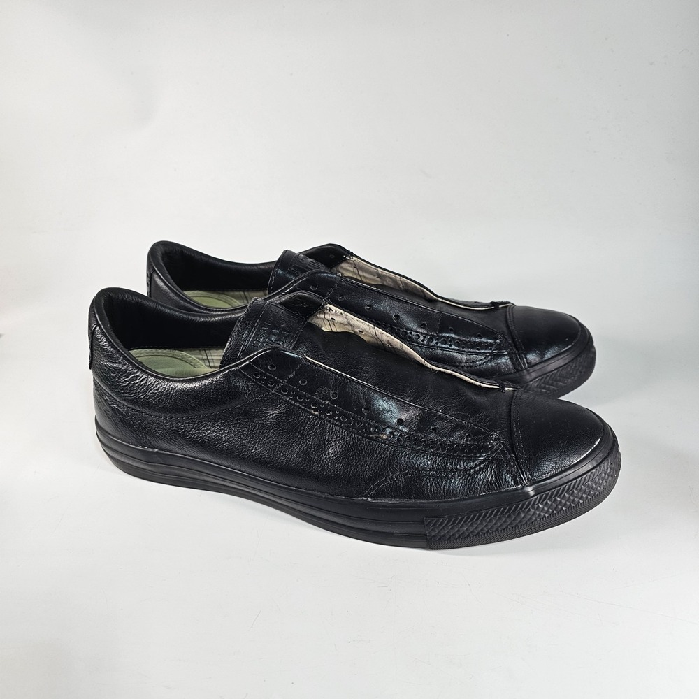 Converse x John Varvatos Shoes Black Leather Slip On Mens 11 Custom 156714C RARE